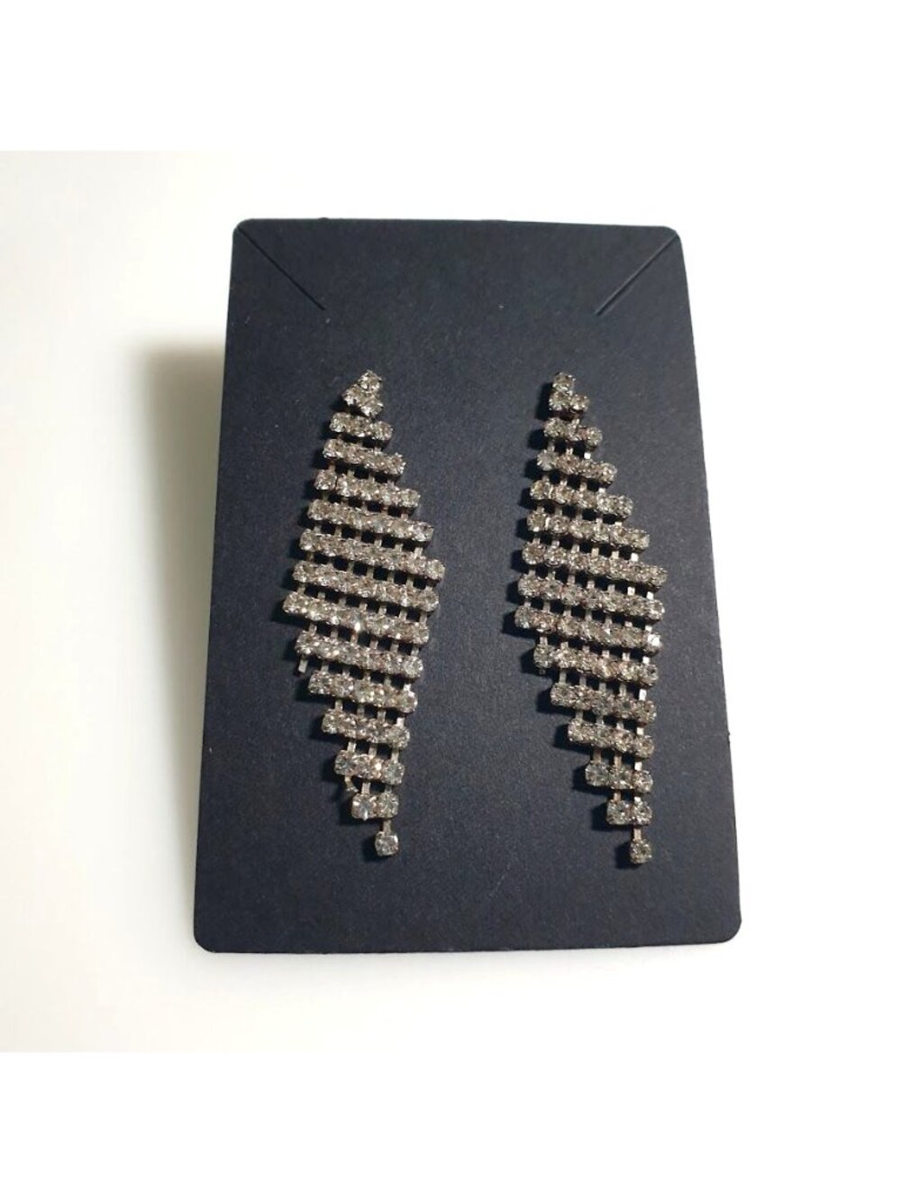 Rhinestone Dangle Earrings Bling Formal Lightweight Fashion Stud Silver Tone